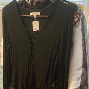 Black Lace-up bodysuit